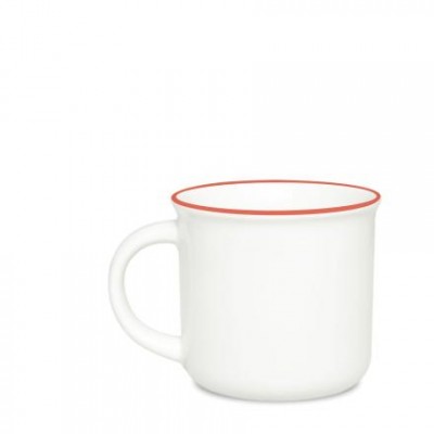 Netradicinis porceliano puodelis spalvotu krašteliu su Jūsų užrašu