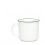 Netradicinis porceliano puodelis spalvotu krašteliu su Jūsų užrašu