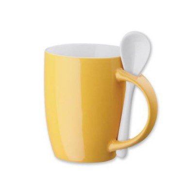 Keramikinis puodelis su šaukšteliu ir Jūsų logotipu